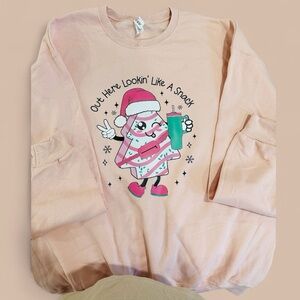 NEW Blush Xl Christmas Crewneck Sweatshirt